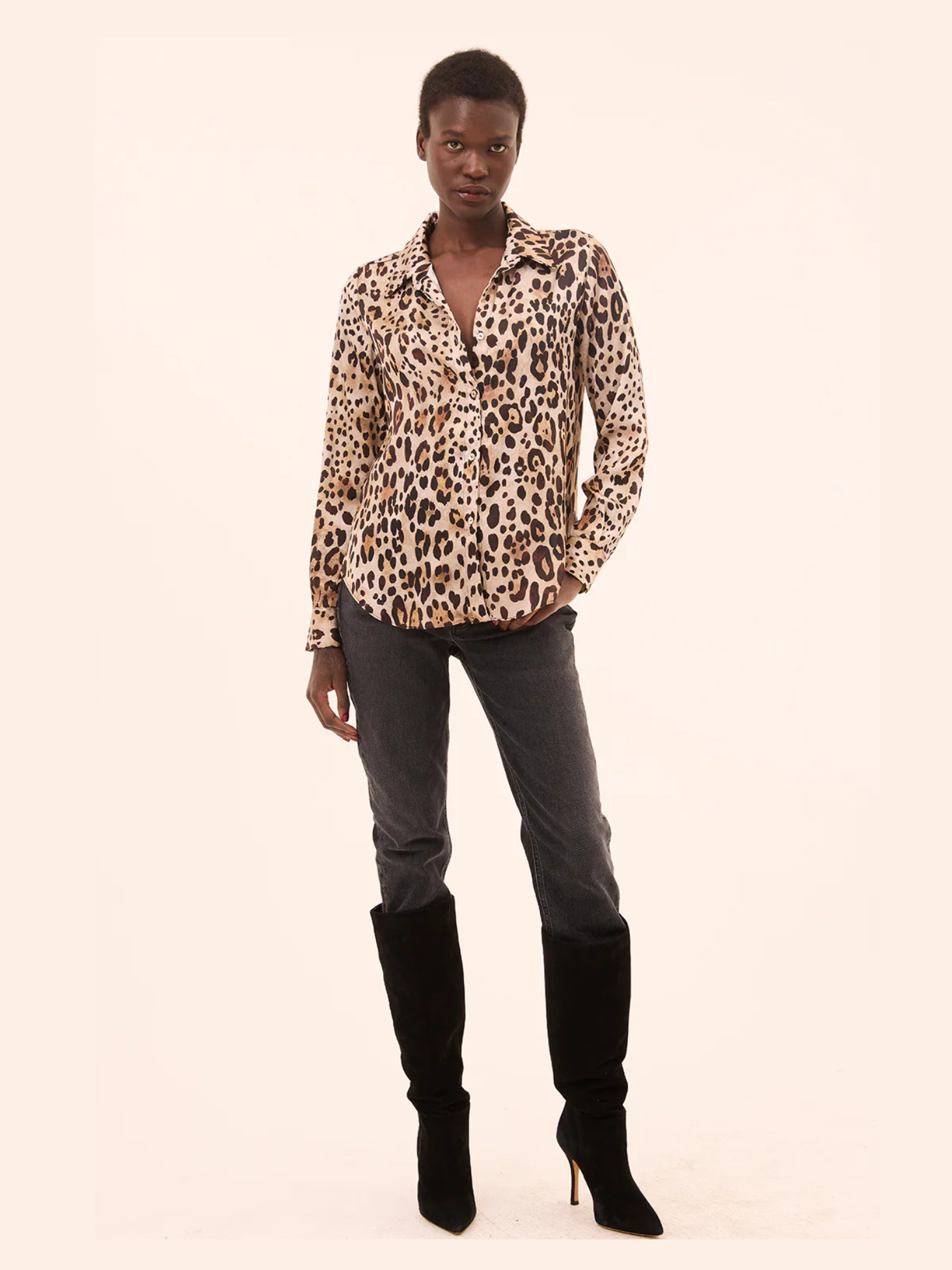 新品 即完 CELINE LEOPARD ベイビーキャット SHIRTS 39 Misa Los Angeles Celine Leopard-Print Satin Shirt | Saks Fifth Avenue