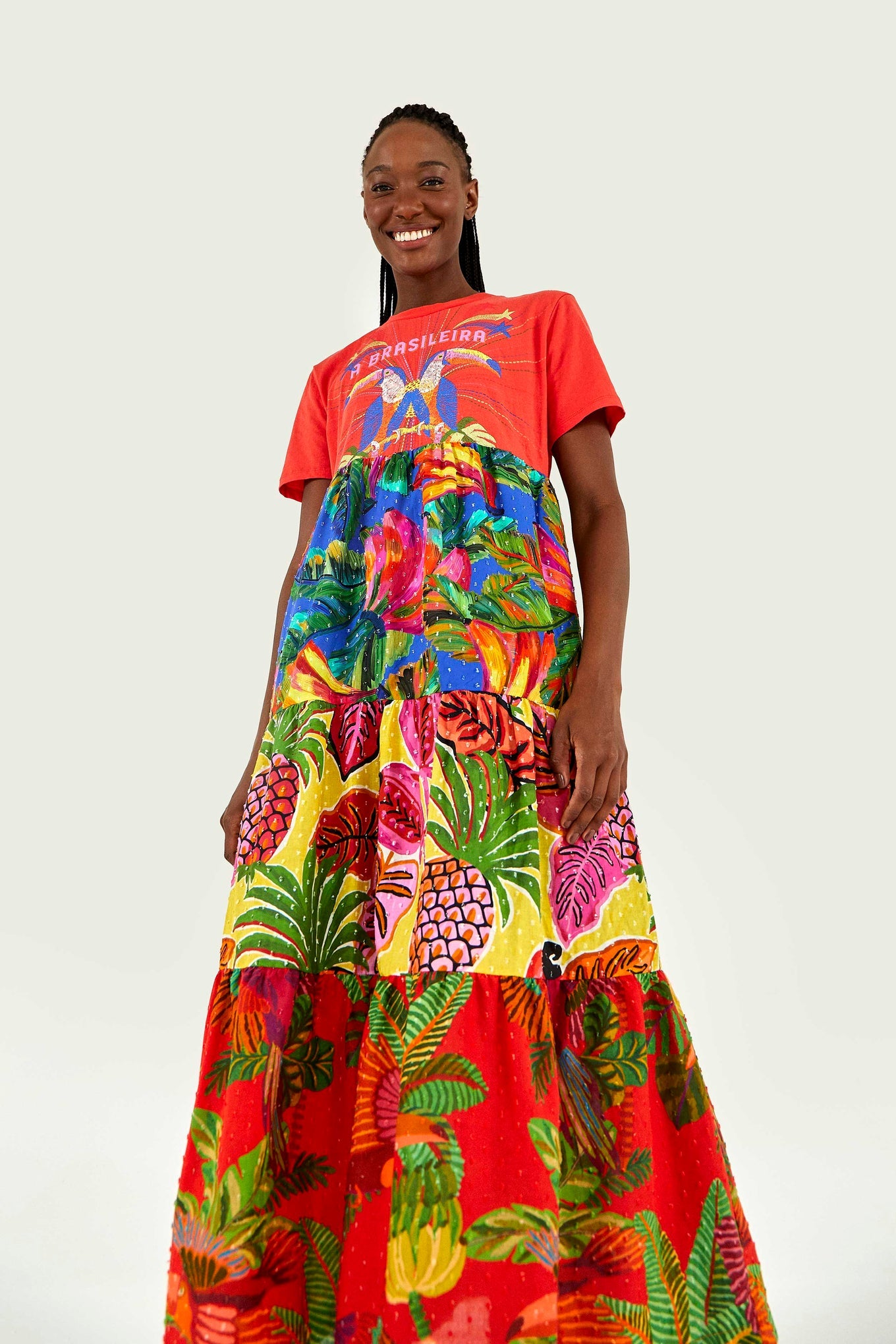 Farm Rio A Brasileira Midi T Shirt Dress FINAL SALE Coral Cove