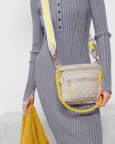 MZ Wallace Downtown Crosby Crossbody in Atmosphere Sunflower Coral Cove